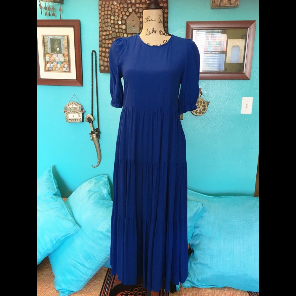 ZARA Blue maxi tiered dress